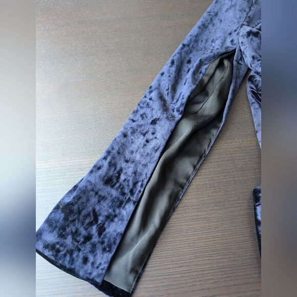 highline Navy Velvet Tuxedo Blazer Cape Statement Slit Sleeves Size 4 - Picture 5 of 11